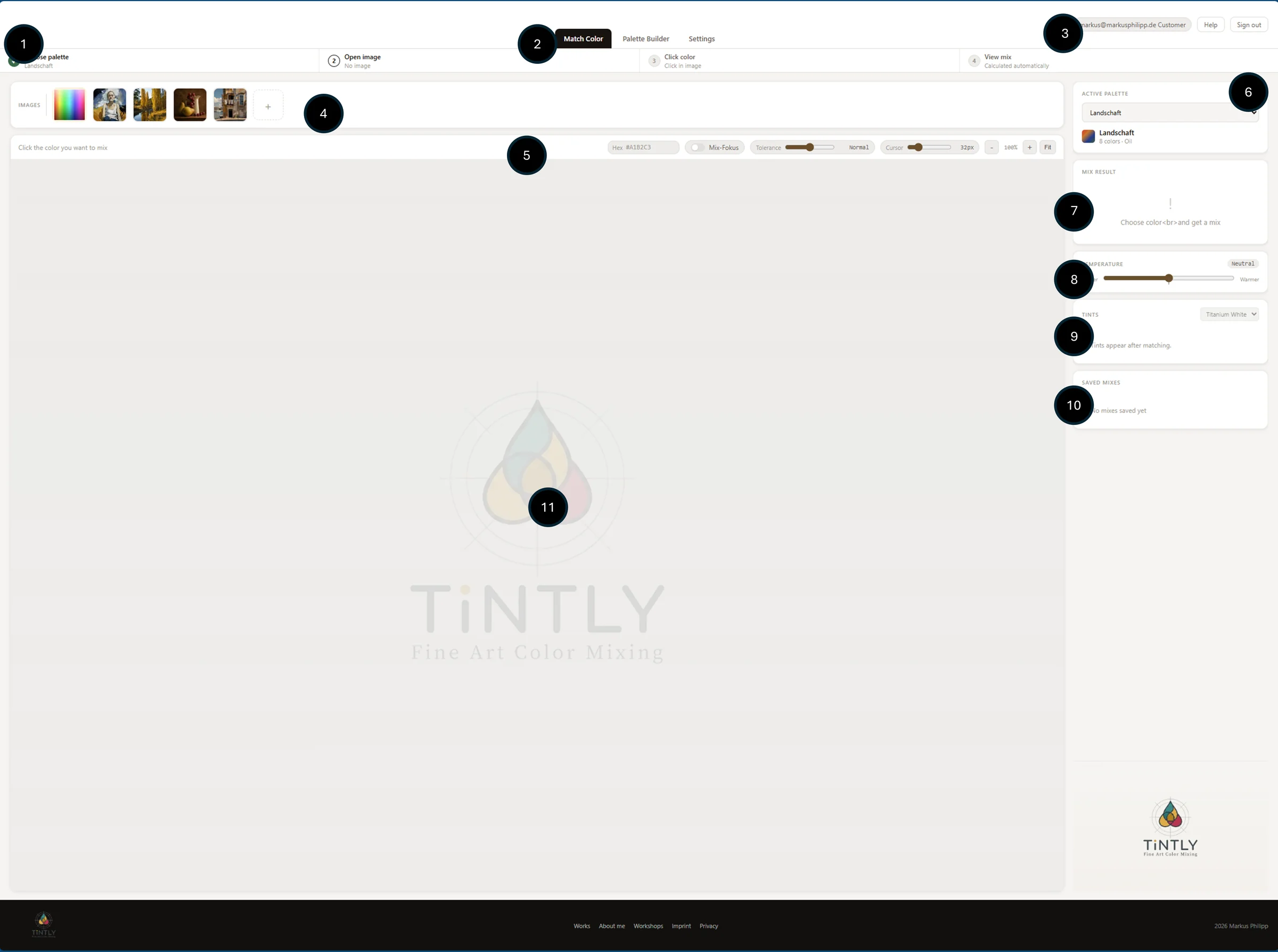 TiNTLY workspace overview