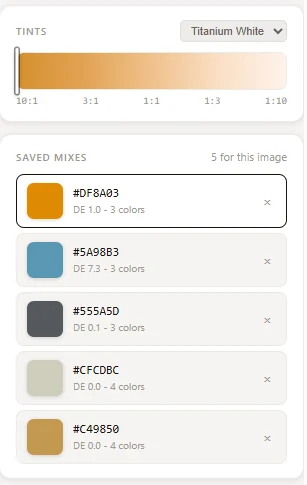 Saved tints